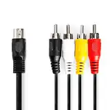 Nedis DIN-Audio-Kabel DIN 5-Pin Stecker | 4x RCA Stecker | Vernickelt | 1.00 m | Rund | PVC | Schwarz | Label