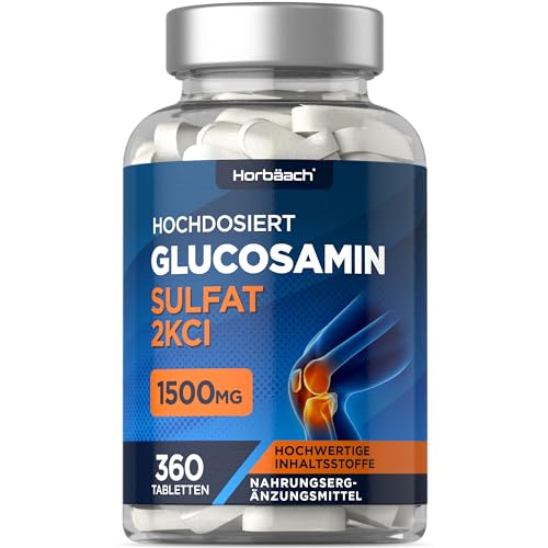 Glucosamin Sulfat 1500mg 2KCl | Glucosaminsulfat | 360 Hochdosiert Tabletten | Glucosamine Sulphate | von Horbaach