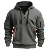 Hoodie Herren Oversize Winter Dicke Kapuzenpulli Casual Sweatshirt Hip Hop Outdoor Kapuzenpullover Personalisierte Hoodie Langarm Pullover mit Taschen Kordelzug 2024 Winter Pulli(Dark Gray,3XL)