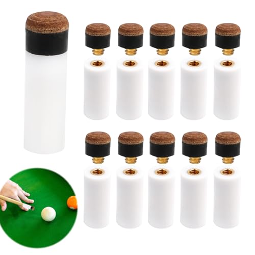 10 Stück Billard Queue Spitzen Ersatz Schraub Tipps, Billard Queue Spitzen und Zwingen, Ersatz Schraubspitzen 10mm mit Pool Queue Ferrule für Snooker und Pool Billardstöcke, Robustes Billardzubehör