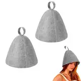 2 Stück Sauna Hut, Sauna Mütze, Filzkappe Mütze Filzhut Hut Kappe für Sauna, Duschkappe Badekappe Duschhaube für Damen und Herren, Herren Bade Dusche Zubehör Kopfabdeckung (Grau)