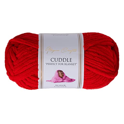 Utopia Crafts Cuddle Super Chunky Chenille-Garn zum Stricken und Häkeln, 100 g – 60 m, Rot