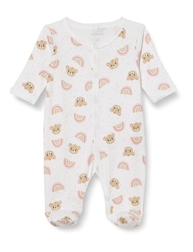 NAME IT Baby - Mädchen Nbfnightsuit W/F Orchid Pink Teddy Noos, Bright White, 80