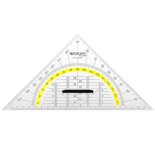 Westcott E-10134 00 Geometriedreieck Kunststoff mit abnehmbarem Griff, 22 cm, transparent