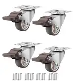 4 Pcs Möbelrollen, Rollen mit Bremse, Lenkrollen, Gummirollen, Transportrollen, Möbelrollen Schwerlast, Schwerlastrollen mit Bremse, für Viele Bodenarten Räder für Palettenmöbel