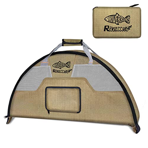 Riverruns Angeln Jagd Wader Tasche mit belüftetem Netz, Faltbare Wathose Stiefel Tasche, Fliegenfischen Wickelunterlage & Tasche für Angeln, Wandern, Camping (Khaki)