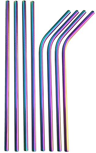 Rainbow Straws Edelstahl Strohhalme bunt, Wiederverwendbare Metall Strohhalme, Kurze und Lange Regenbogen Metallstrohhalme, Edelstahlstrohhalm