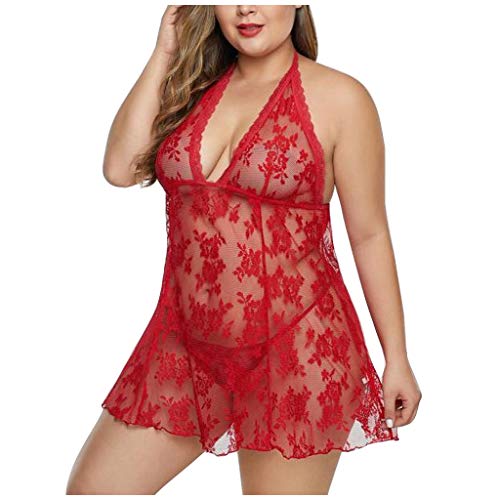 WKAYsIV Teiler Damen Sexy Slip Set Damen Sexy G String Body Rot Damen Cups Knappe Dessous Sexy Einteiler Dessous Damen(Rot,XL)