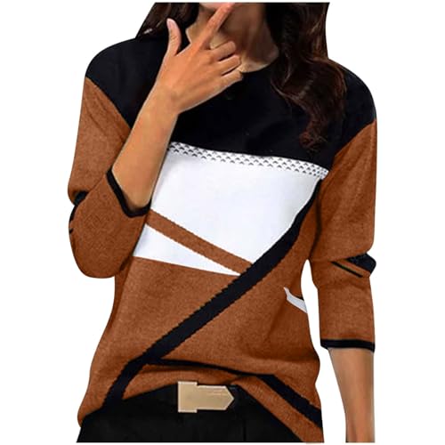 Langarmshirt Damen Einfarbig Sweatshirt Herbst Winter Pullover Langarm Rundhals Pulli Frauen Baumwolle Bluse Tops Locker Lässige Oberteil Sport Streetwear Teenager Mädchen Sportshirt ohne Kapuze