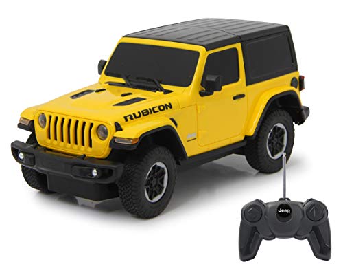 JAMARA Jeep Wrangler JL 1:24 2,4GHz - offiziell lizenziert, ca zu 1 Stunde Fahrzeit bei ca. 9 Km/h, perfekt nachgebildete Details, hochwertige Verarbeitung, Gelb