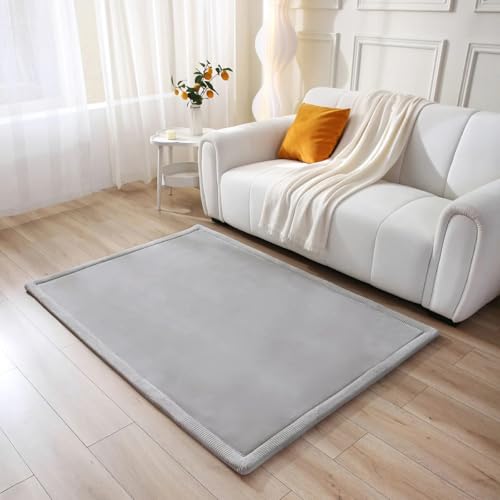 Wolkenweiche Spielmatte Baby 170x120x2,5cm, grau – Kinderzimmer Teppich mit hochwertigem Memory-Schaum – Krabbelmatte Baby mit Rutschfester Unterseite – Krabbeldecke, Kinderteppich, Tatami Matte