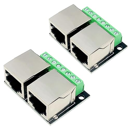 PENGLIN 2PCS RJ45 Ethernet Breakout Board Doppelbuchsen Adapter, 3.5mm Pitch 8 Poliger RJ45 Schraubanschluss,RJ45 Doppelte Steckdosen to 8 Pins Adapter