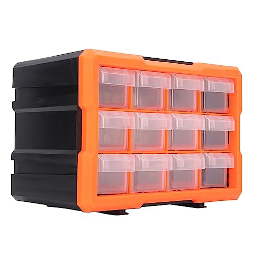 Schubladenbox mit 12 Schubladen, PVC-Aufbewahrungsschrank-Organizer, Hardware-Aufbewahrungs-Organizer, stapelbarer Kleinteile-Organizer für Kunsthandwerk, Teile oder Werkzeuge