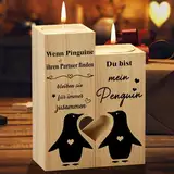 KAAYEE Valentinstag Jahrestag Geschenk für Sie Ihn, Du bist Mein Pinguin Kerzenständer Jahrestag Geschenk für Freundin, Ich Liebe Dich Hochzeits Geburtstags Geschenk für Ehefrau Frau Ehemann Paar