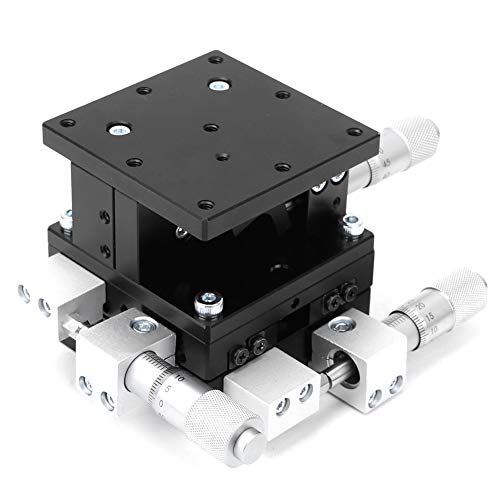 XYZ 3 Achsen Manueller Lineartisch，60x60mm Trimmplattform Abstimmschiebetisch Linearschiebetisch，Mikrometer Lineartisch Trimmplattform，für Produktionsmaschinen Prüfgeräte Optische Versuchsmessung