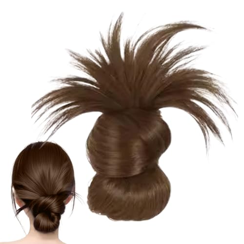 Clip on Federbrötchen-Perücke, unordentliches Brötchen-Haarstück Clip, Klauenclip unordentliches Brötchen Haarstück, leichtes natürliches Haarclip für Frauen Mädchen