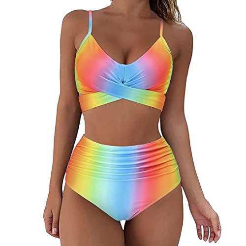 Herren Bekleidung Zweiteilige Farbe Aufdruck Bikini Bademantel 2X Bandage Women Badeanzug Taillenanzug Hohe schieben Bademode Bademode 's Set Herren Shirt Pack