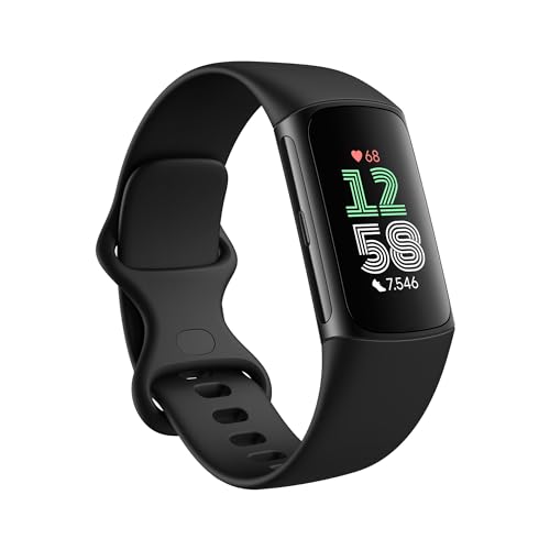 Fitbit by Google Charge 6 Aktivitätstracker enthält ein 6 monatige Premium Mitgliedschaft, 7 Tage Akkulaufzeit, Google Wallet und Google Maps - Obsidian / Aluminium Schwarz