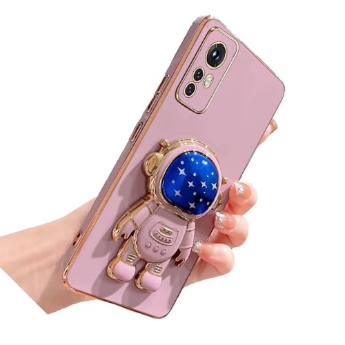 Nadoli für Xiaomi Redmi Note 12S Blau Stern Astronaut Versteckt Ständer Hülle,Karikatur Ultra Dünn Überzug Galvanisierte Astronaut Ständer Weiche Silikon Kratzfest Handyhülle Schutzhülle