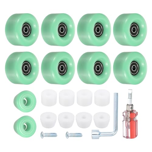 UHATa Rollschuh-Räder Anwendung für Doppel Reihen-Skating - mit ABEC - 9 Lagers 58mmx32mm 82A PU Quad Roller Skate Räder - [Set 8 - Grün]