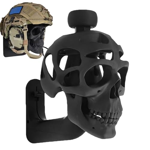 Motorrad-Totenkopf-Helmhalter - Gothic-Totenkopf-Helmständer | Kreativer Totenkopf-Wandhelmhalter | Totenkopf-Helm-Display-Paket | Skelett-Motorrad-Helmständer für Handschuhe, Taschen, Hüte, Schlüssel