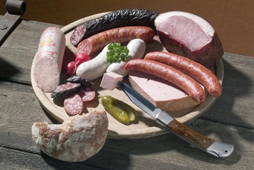 Landmetzgerei Schiessl Bayerisches Probier-Packerl 1 kg | Hausmacher Wurst, Leberkäse, Schinken, Salami | Glutenfrei & laktosefrei | Spitzenqualität aus eigener Schlachtung als Geschenkset