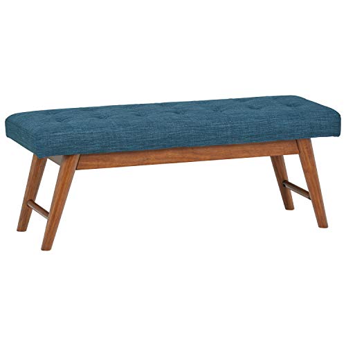 Amazon Basics Moderne gepolsterte Haraden-Bank mit Knopftuft, 112 cm breit, Marineblau (Früher Rivet)