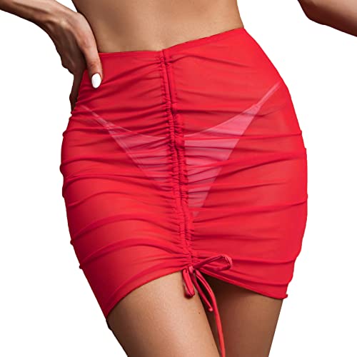 Funktionsunterhemd Herren Frauen Rüschenbesatz Sheer Beach Rock Cover Up Rock Beach Wrap Bikini Shiny Wraps Cover Ups für Bademode Mesh Kordelzug Cover Up Rock Mesh Dessous Unterwäsche Kinderuhr Junge