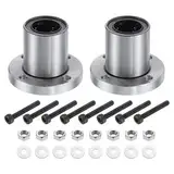 QUARKZMAN LMF20UU Linearkugellager 20mm Bohrung 32mm OD 41mm Länge Runde Flansch vernickelt mit Schrauben für CNC Maschine 3D Drucker 2 Stück