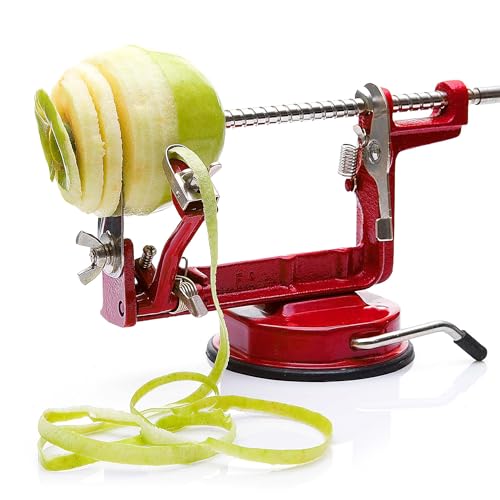 Wiltec Apfelschäler 3 in 1 mit Stahlklingen, Apfelschälmaschine 30 x 10 x 13 cm, Schäler, Entkerner und Schneider, multifunktionale Schälmaschine für Obst und Gemüse, Apfelentkerner und Apfelschneider