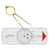 Liquidraw Portland Kursplotter, Navigationsteiler-Set, Marine, Segeln, nautisch, Winkelmesser, einhändig, gerade, Teiler, massives Messing, 20,3 cm