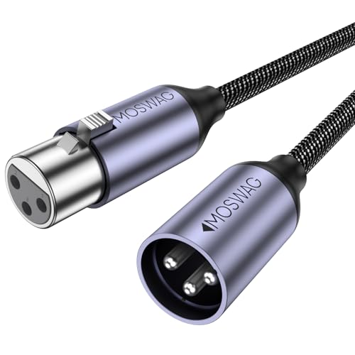 MOSWAG XLR Kabel 3M, XLR auf XLR Mikrofonkabel 3 Pin Balanced Shield XLR Kabel für Mikrofon Mixer, Mikrofon, Aufnahmestudio, Podcast, Behringer, Lautsprechersysteme, Radiostation und mehr