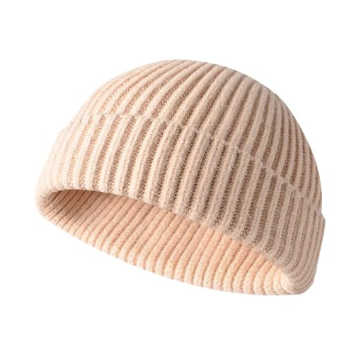 Fellbommel Für Mützen Blau Frauen Hut warm Männer Strickmütze Acryl für Frauen Winter Baseballmützen Camouflage Cap Klett (Beige, One Size)