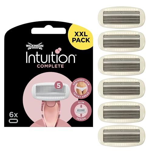 Wilkinson Sword - Intuition Complete Rasierer für Frauen, 6 Ersatzklingen, Skin-Protect-Gel für sanftes Gleiten