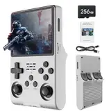 R40S Tragbare Spielkonsole, 30.000 Retrospiele in 1 Spielkonsole mit Open Source Linux System, 256 GB TF-Karte, 3,5“ IPS Display und 3.800 mAh Akku (Weiß)