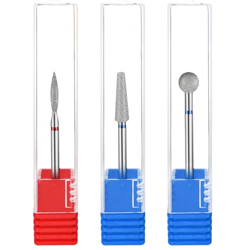 YuxianLB 3 Stück Diamant-Nagelbohrer Nagelhautbohrer Kugelform Nagelhaut Nagelschneider Bit Flamme Bit Alles In Einem Nagel Prep Kit Für Maniküre Salon Nagelhaut Entfernen Unter Nagel Abgestorbene