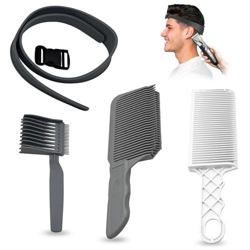 4 Stück Haarschneide Hilfe, Haarschneidekamm für Männer Set Haarschneide Schablone Silicone Barber Kamm Verstellbare Haarschneidehilfe für Haare Selber Schneiden