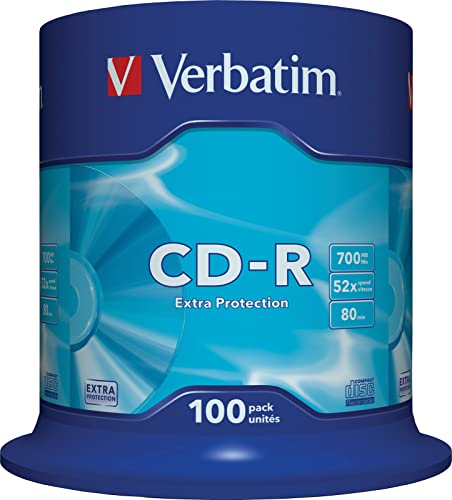 Verbatim CD-R Extra Protection, CD-Rohlinge mit 700 MB Datenspeicher, ideal für Foto- und Video-Aufnahmen, kompatibel mit jedem konventionellen CD-Laufwerk, 100er Pack Spindel