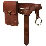 Orgoue Gürteltasche, Hüfttasche, Bauchtasche, Steampunk, Handyhalter, Mittelaltertasche, Ledergürtel, Renaissance, Cosplay, Kostüm-Zubehör, braun, modisch