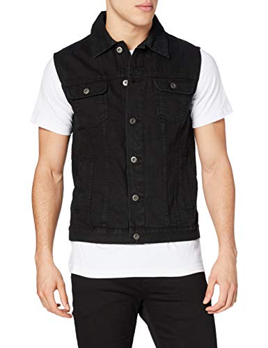 Urban Classics Herren Denim Vest, Blackdark, M EU