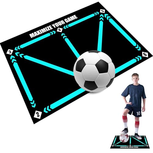 Fußball Schritt Trainingsmatte, Mit Aufbewahrungstasche Fussball Matte, Rutschfeste Und Stoßdämpfende Fussballmatte Training, Geschenk für Kinder und Fußballliebhaber Ausüben