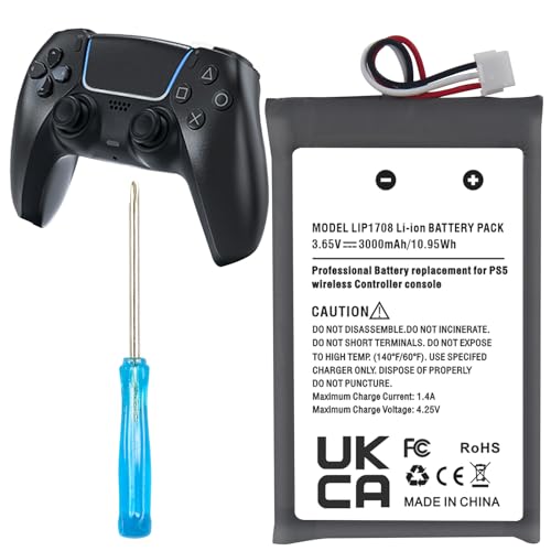 PS5 Controller Akku, YISHDA 3000mAh LIP1708 PS5 Akku für Sony Playstation 5 PS5 DualSense CFI-ZCT1W Wireless Controller