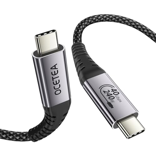 Ocetea USB4 Kabel, [USB-IF Zertifiziert] 40Gbps Datenkabel 240W USBC Schnellladekabel Kompatibel Thunderbolt 4/3, 8K@60Hz Videokabel für MacBook, Mac Pro/Studio/Mini, iMac, eGPU, Docking, SSD(1M)