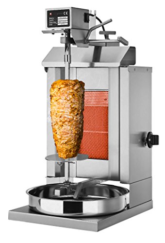 GGM Gastro Kebab Grill - 1 Brenner - 5kg Kapazität - 3.25kW - Fleischspieß 44.5 x 1.2cm - einstellbar - Sicherheitsgasventil - Hochleistungsbrenner - Ölvorratsbehälter - Doppeltüren inklusive - DOK1