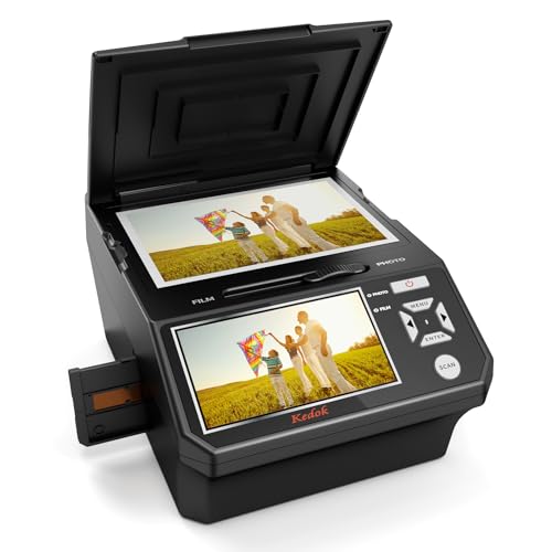 Multiscanner für Fotos, Dias und Negative, fotoscanner zum digitalisieren mit 5" LCD-Großbildschirm, Konvertieren Sie 35 mm, 110 Film/Foto/Visitenkarte in 22 MP Digital JPEG