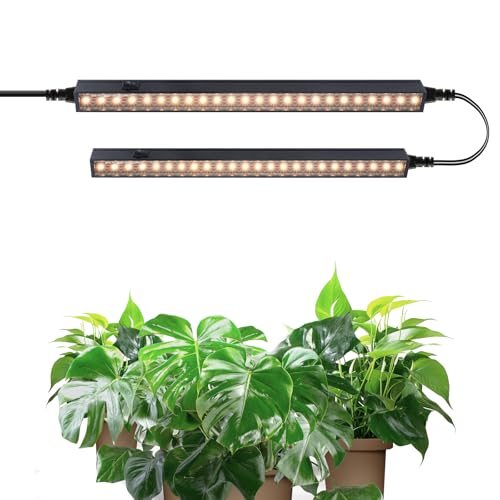 Barrina T5 1FT Grow Lampe, Gelbes Vollspektrum Pflanzenlampen, 10W (2 x 5W), Magnetische Schwarze Abdeckung LED Pflanzenlicht, Verkettbar, Stecker und Spiel, 2er-Pack