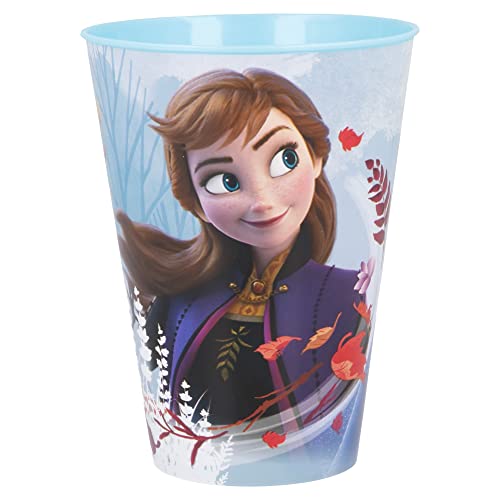 Stor Frozen Trinkbecher Plastik für Kinder, Eiskönigin Plastikbecher BPA-Frei, Großer Becher 430 ml mit Anna & Elsa, Kunststoff