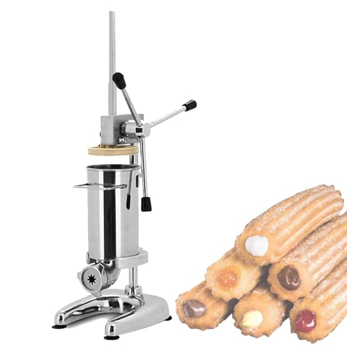 Hydravex Churros-Maschine 2L/3L Kommerzielle manuelle Churros-Maschine aus Edelstahl für lateinamerikanische Früchte mit 5 Düsen, robuste Churros-Maschine, ideal für Restaurants und Bäckereien,3L