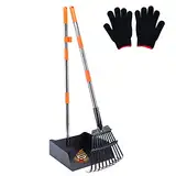 HAPPY HACHI Hundekotschaufel und Harke Set, Hundekotsammler mit verstallber Länge Griff, für große und kleine Hunde, Pooper Scooper mit Behälter zur Entfernung von Tierabfällen (M)