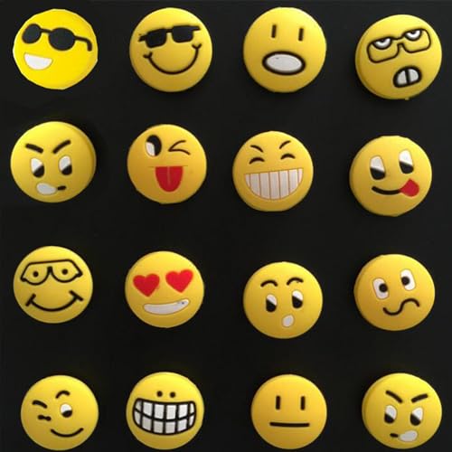 Vibrationsdämpfer Tennis,Biluer 16PCS Tennisschläger dämpfer Tennis Dämpfer Lächeln Gesicht Design Tennis Stoßdämpfend Geschenke für Tennisfans